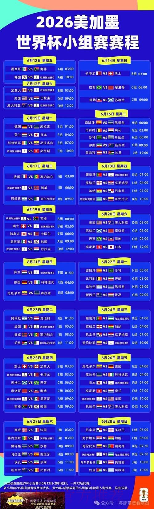 2026世界杯完整赛程高清版比赛时间表在哪里看