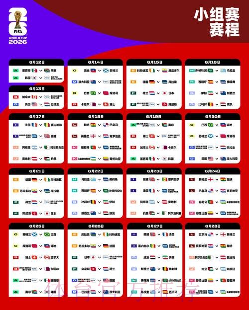 2026世界杯小组赛赛程一览最新时间表查询入口